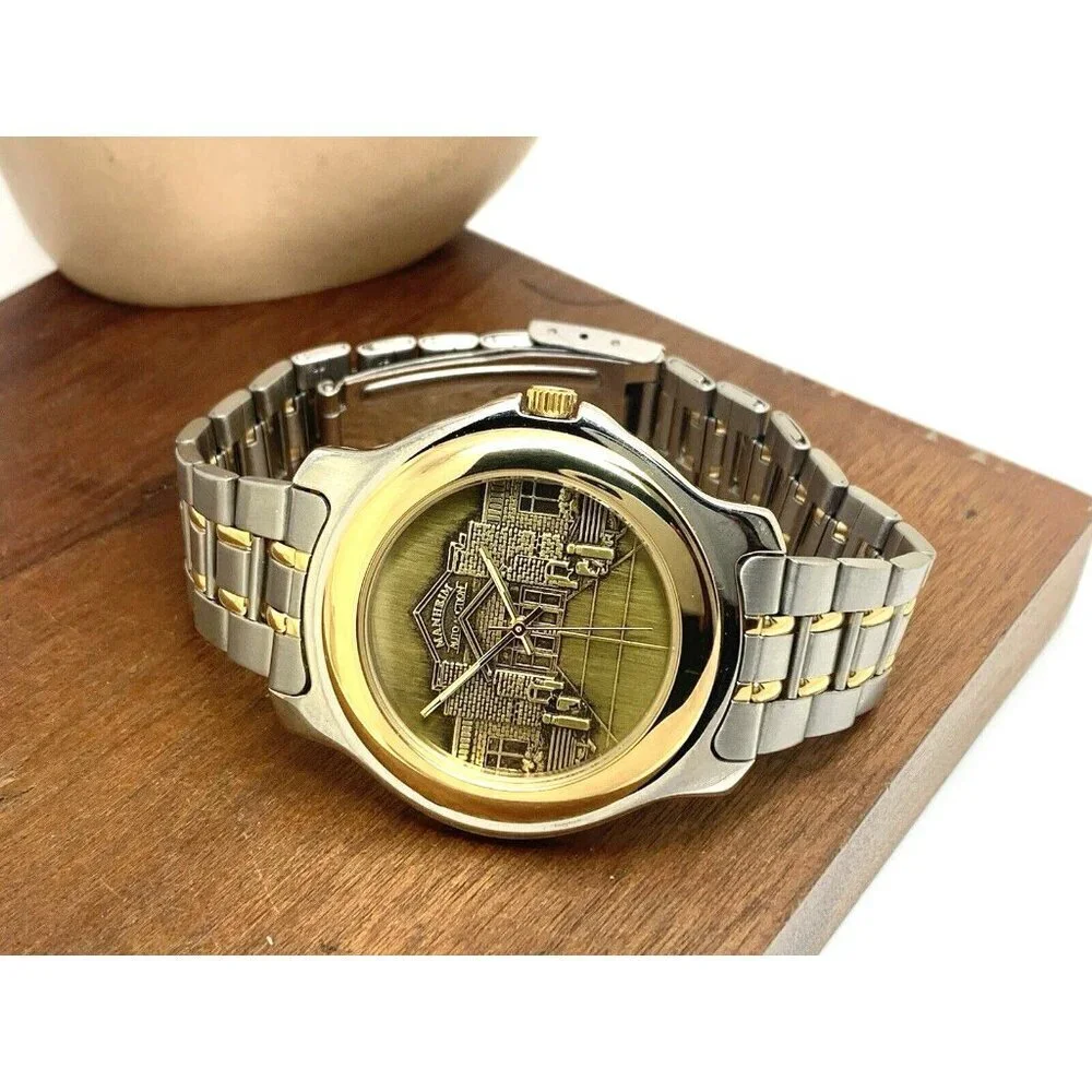 Manheim Auto Auction Men's Watch Quartz Gold Dial Two Tone Stainless Steel 40mm